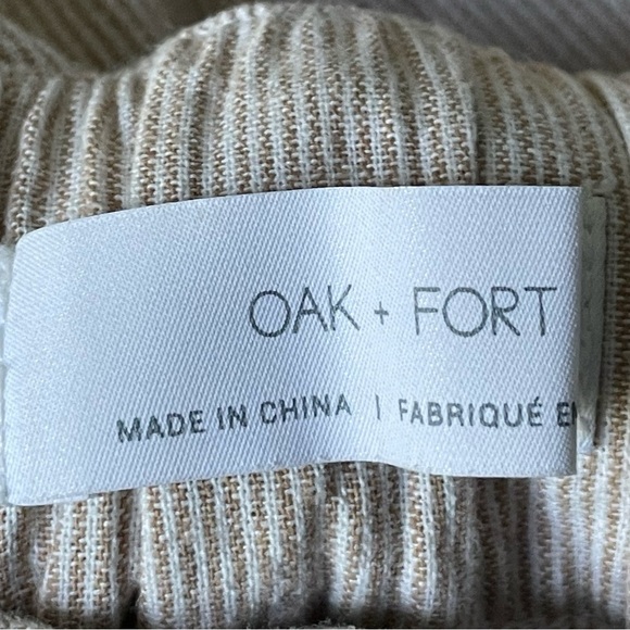 Oak + Fort Tan Pinstriped Drawstring Elastic Waist Wide Leg Pants 35881 - Picture 12 of 14